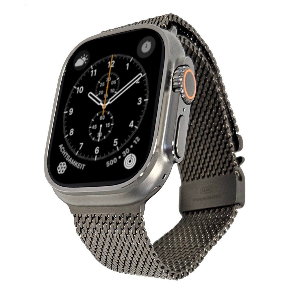 Apple Watch Ultra 3 - 49 mm - Titan Natur - Milanaise Loop - Titan- Natur  - Bandgröße S