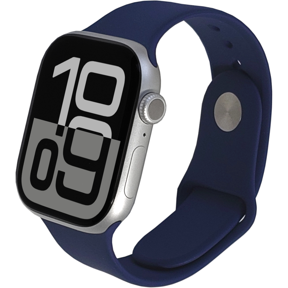Apple Watch Series 10 in Silber mit Sportarmband in Denim