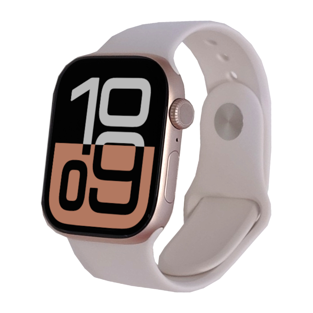 Apple Watch Series 10 - GPS + Cellular - 42 mm - Roségold Aluminium - Sportarmband Blassrosa - Bandgröße M/L